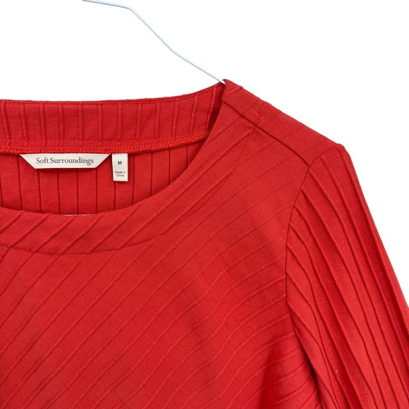 SOFT SURROUNDINGS Tunic Top Coastal Shirt, Convertible Sleeves Orange 2CK37 - Picture 3 of 5